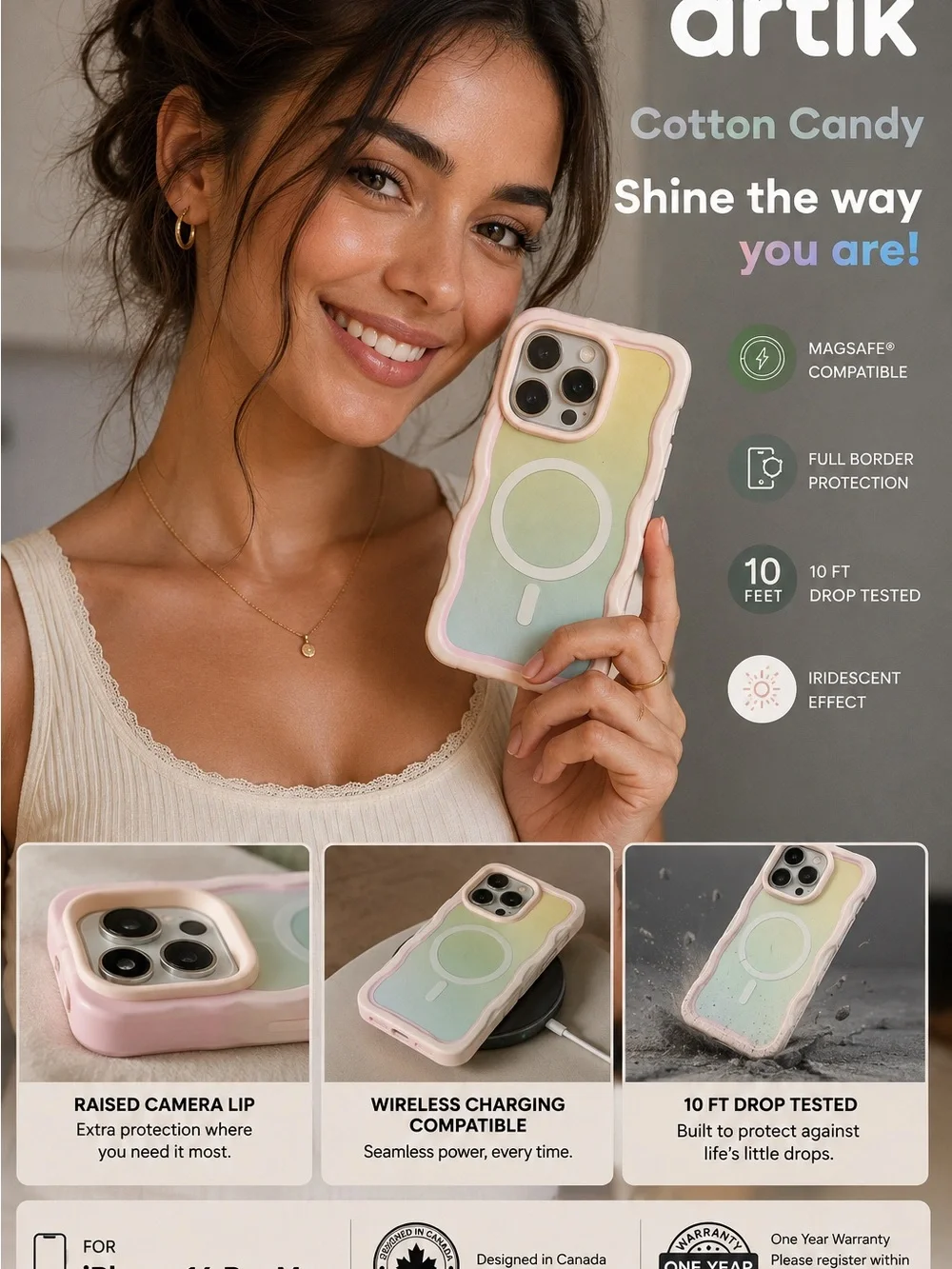 Cotton Candy Iridescent Phone Case - Pink/Green